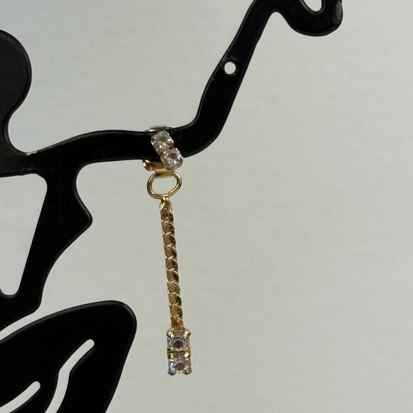 Vintage Signed Avon Rhinestone Stud w/ Chain Rhinestone Dangle 1" Drop - Picture 2 of 8